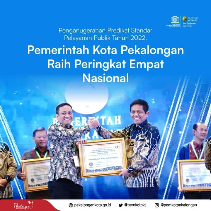 Kota Pekalongan Raih Peringkat 4 Nasional Kepatuhan Standar Pelayanan Publik