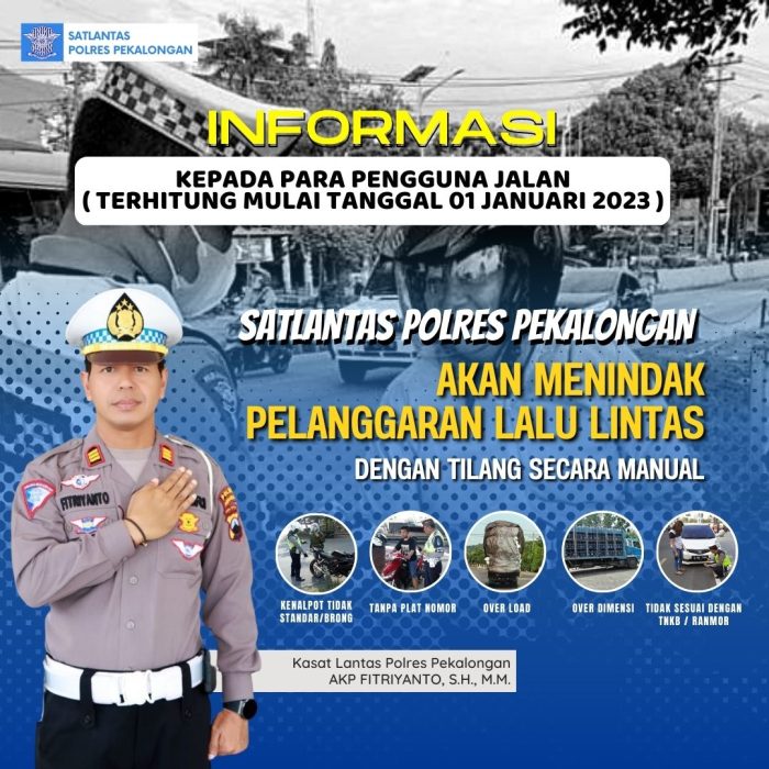 Tilang Manual Kembali Diterapkan Satlantas Polres Pekalongan