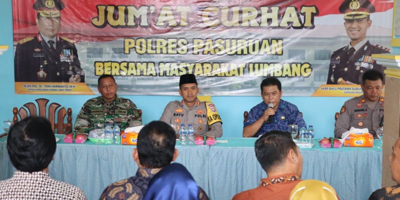 Wujudkan Sitkamtibmas Aman dan Kondusif, Kapolres Pasuruan Menggelar Jum’at Curhat Bersama Masyarakat Lumbang