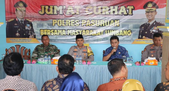 Wujudkan Sitkamtibmas Aman dan Kondusif, Kapolres Pasuruan Menggelar Jum’at Curhat Bersama Masyarakat Lumbang