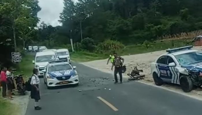 Mobil Patroli Satlantas Polri Tabrak Pengendara Sepeda Motor Yang Viral di Medsos