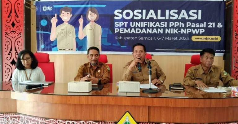 Bupati Samosir Buka Sosialisasi SPT Unifikasi PPH Pasal 21 Pemadanan NIK – NPWP