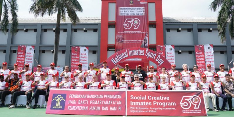 Di Peringatan Hari Bakti Pemasyarakatan Ke-59, “Duta besar dan Menkumham Bertanding Olah Raga Bersama Narapida
