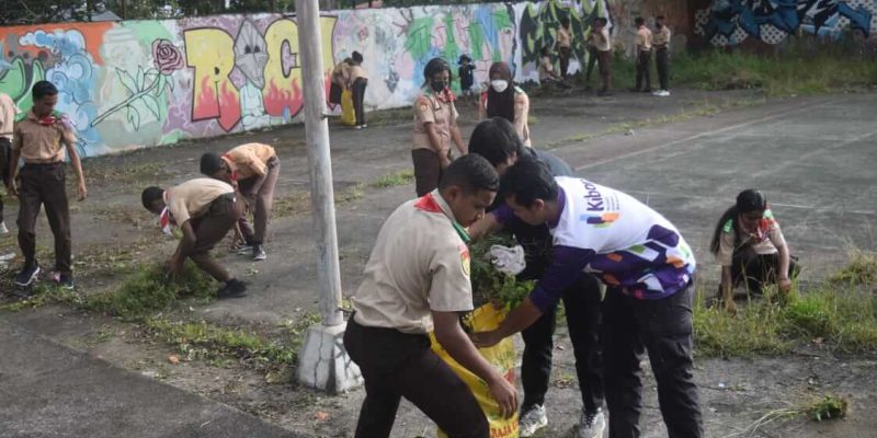 Demi Terwujudnya Indonesia Yang Berkepribadian Maju dan Mandiri, Pramuka SWK Kodim 1621/TTS Laksanakan Karya Bhakti