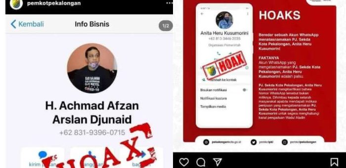 Waspadai Nomor Palsu Berkedok Donasi Mengatasnamakan Pejabat Kota Pekalongan