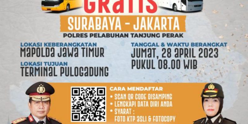 Polres Tanjung Perak Siapkan Dua Bus Layanan Balik Mudik Gratis Tujuan Jakarta