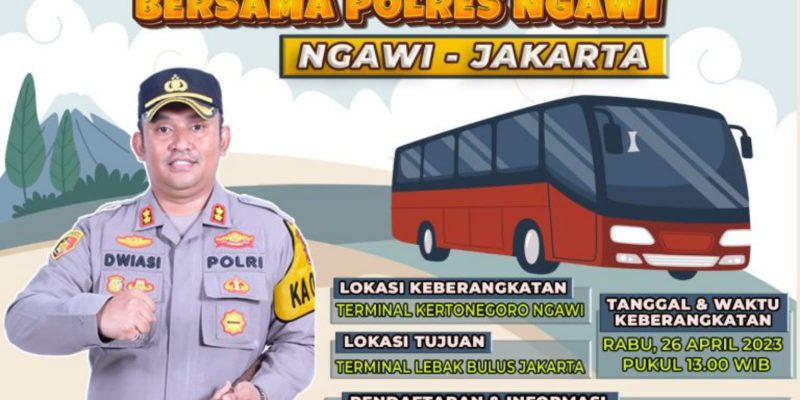 Gratis, Mudik Balik Bersama Polres Ngawi
