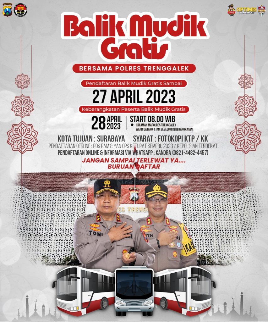 Polres Trenggalek Siapkan Bus Balik Mudik Gratis Tujuan Surabaya