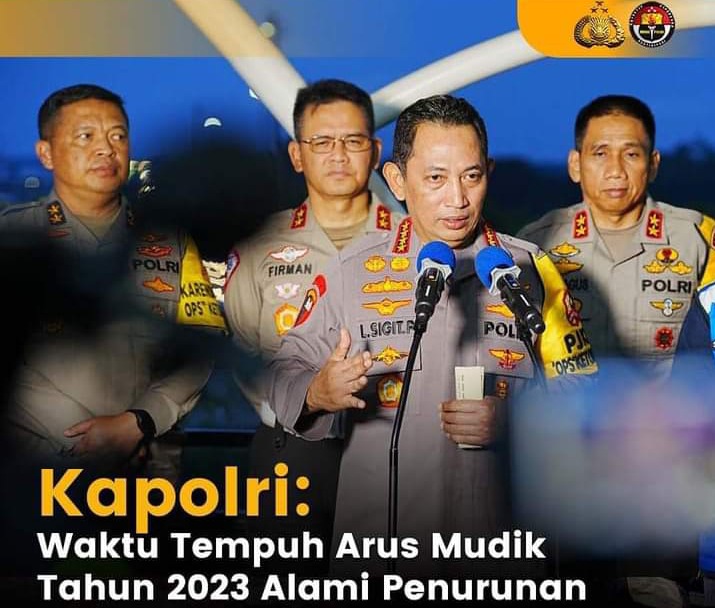 Kapolri: Waktu Tempuh Arus Mudik Tahun 2023 Alami Penurunan