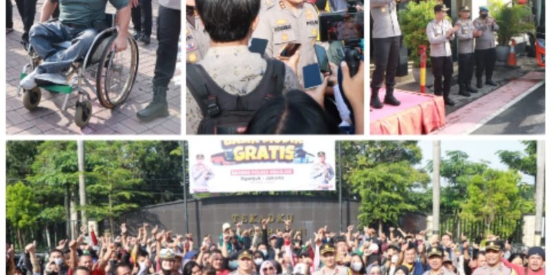Rombongan Balik Mudik Gratis Nganjuk – Jakarta diberangkatkan Kapolres Nganjuk