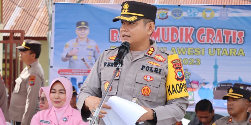 Kapolres Kotamobagu Polda Sulut Memberangkatkan Pemudik Balik Mudik Gratis.