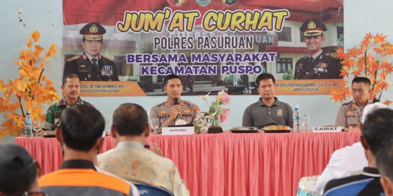 Dengarkan Keluh Kesah Masyarakat, Kapolres Pasuruan Gelar Jum’at Curhat di Kecamatan Puspo