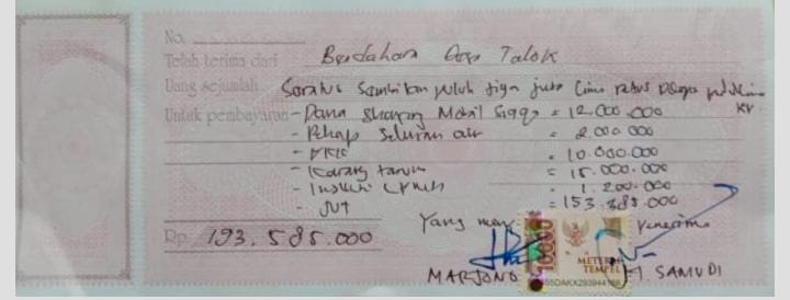 Proyek Mandek Talok, Diduga Anggaran JUT di Pakai Untuk Kepentingan Pribadi kepala desa
