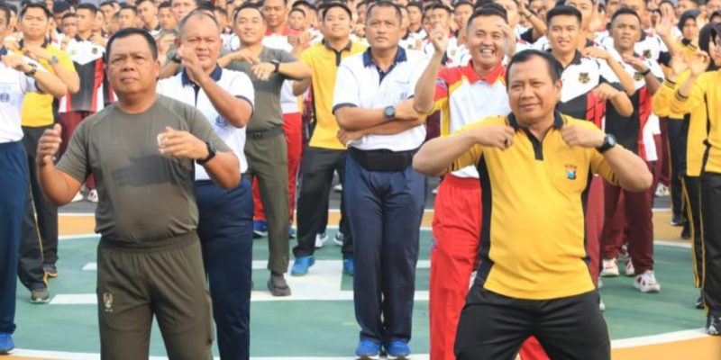 Polda Jatim dan Seluruh Jajaran Gelar Olahraga Bersama TNI Tingkatkan Sinergitas