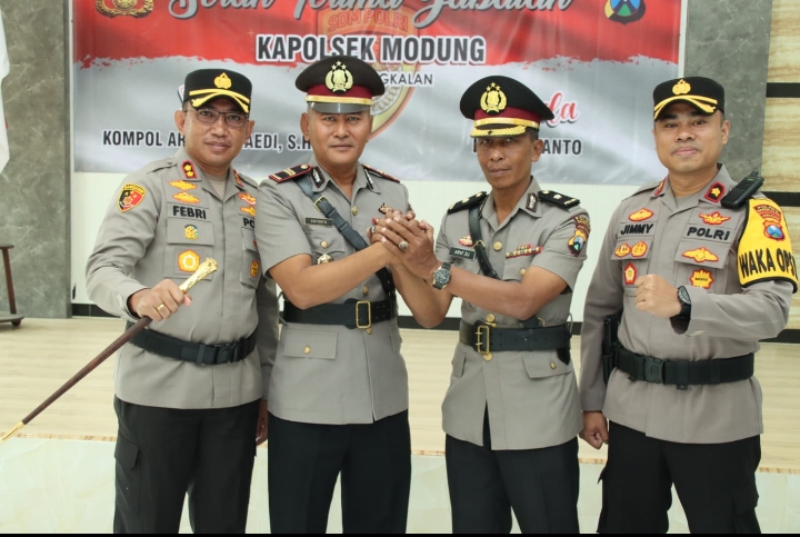 Di Hadiri PJU Serta Kapolsek Jajaran,Kapolres Bangkalan Pimpin Sertijab Kapolsek Modung Yang Baru