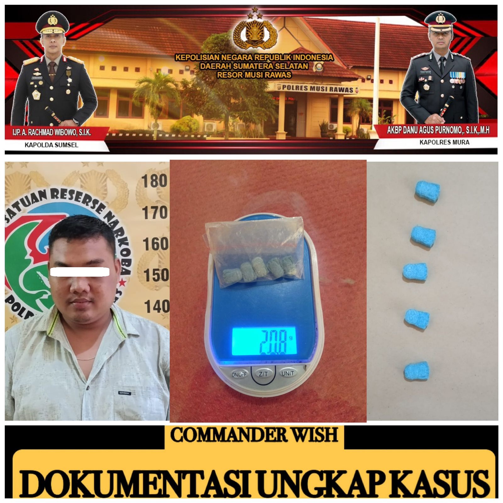 Satnarkoba Polres Mura Membekuk Terduga Peyalaguna Ekstasi Warga Megag Sakti