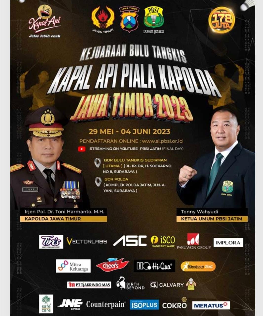 Polda Jatim Gelar Kejurprov Bulutangkis Kapolda CUP II 2023