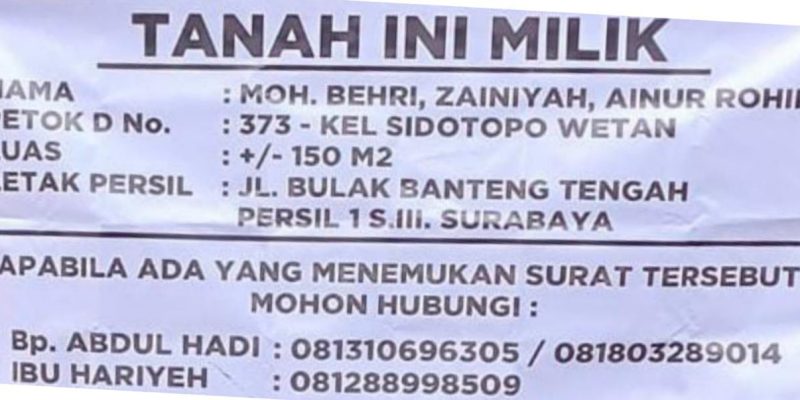 Berita Kehilangan Dokumen Penting