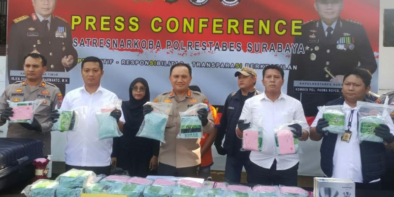Tangkap Pengedar Narkotika Jaringan Jawa-Sumatera, Satreskoba Polrestabes Surabaya Amankan Sabu 28 Kg Dan 10.000 Pil Ekstasi