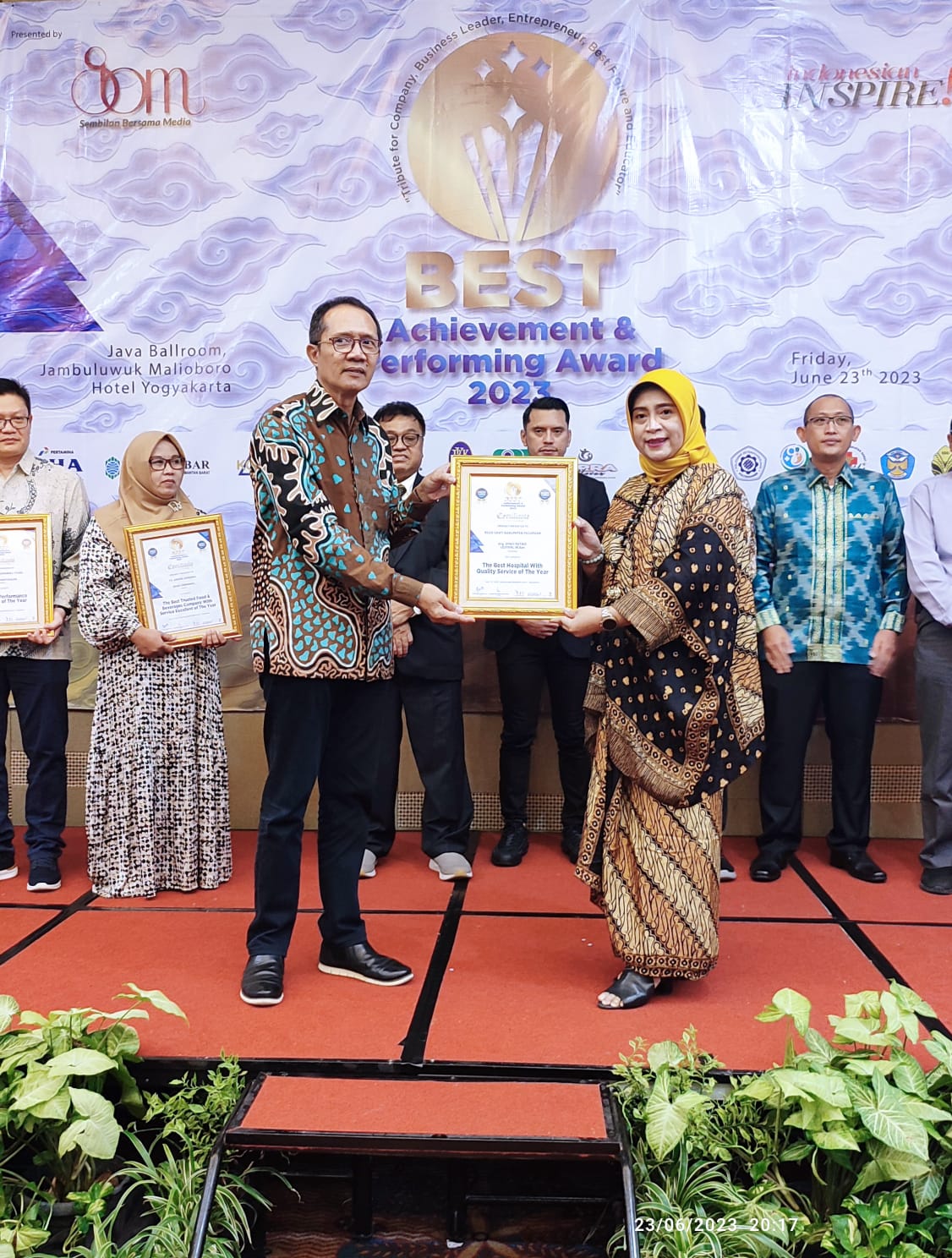 RSUD Grati Kab. Pasuruan, untuk kesekian kalinya mendapatkan penghargaan “The Best Achievement and Performing Award 2023”