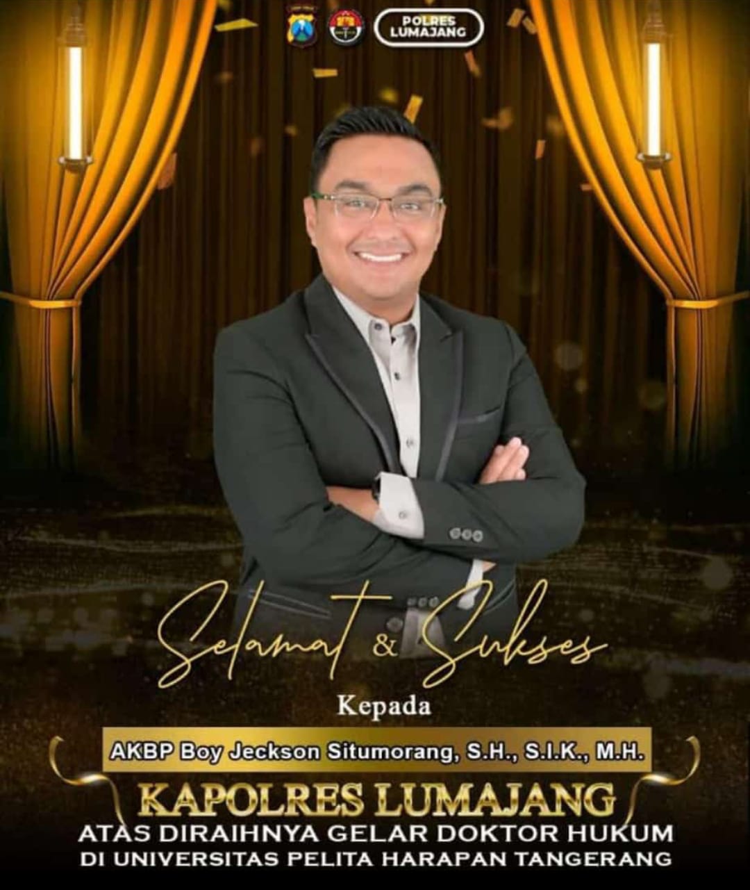 Kapolres Lumajang Raih Gelar Doktor Hukum dengan Predikat Tertinggi