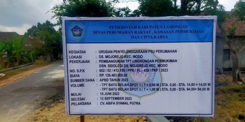 Disambut Baik Pembangunan TPT Pemukiman Warga Sidolegi Desa Mojorejo