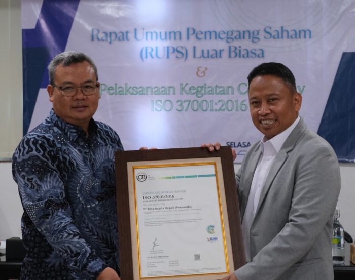 PT. Tirta Asasta Raih ISO 37001:2016 Dan Gelar Sosialisasi Perpipaan.