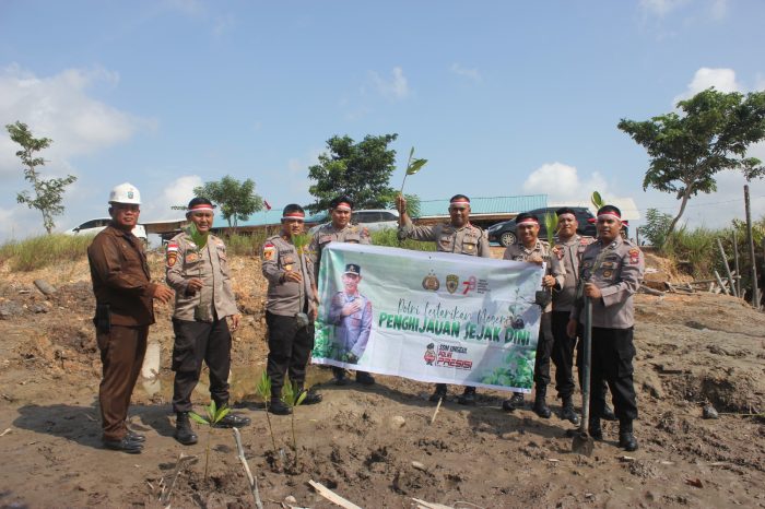 Gelar Penghijauan, 50 Batang Pohon Mangrove Berhasil di Tanam Jajaran Polsek Sagulung