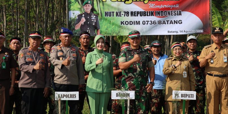 Peringati HUT RI Ke-78, Kodim Bersinergi Dengan Pemkab Batang Gelar Penghijauan dan Baksos
