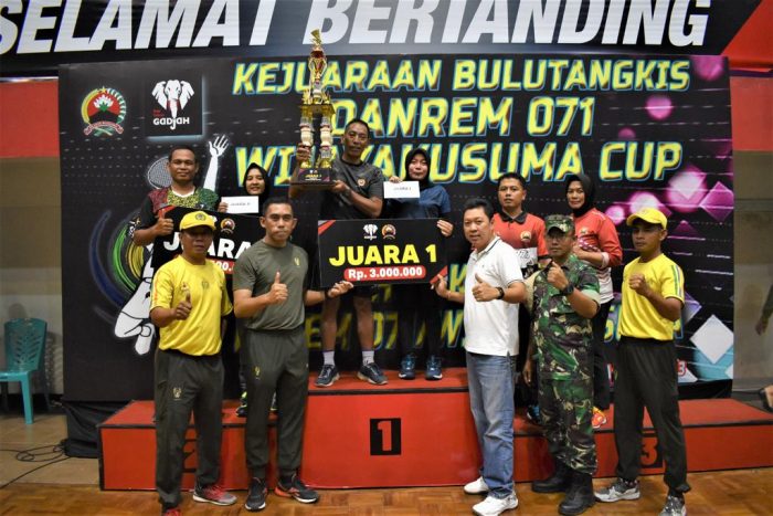 Kodim Pekalongan Juara Bukutangkis Danrem 071/Wijayakusuma Cup