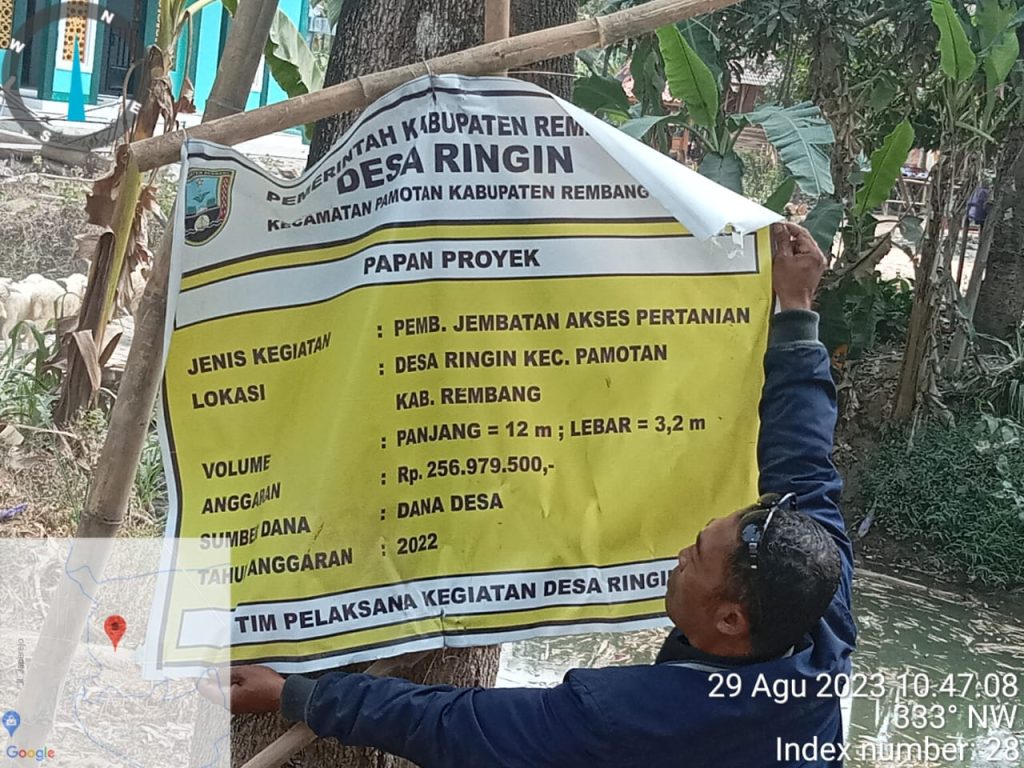 Proyek Pembangunan Jembatan Akses Pertanian Didesa Ringin Kecamatan Pamotan Tidak Sesuai Spek Dalam Pekerjaanya.