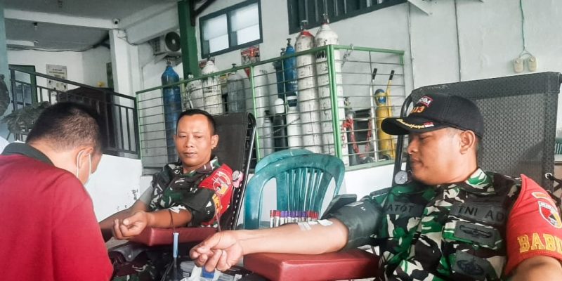 Babinsa Ngraho Bojonegoro ikuti Bakti Sosial Donor Darah