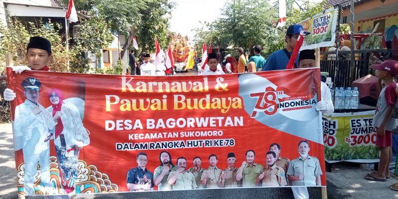 Semarakan HUT RI Ke 78 Bagor Wetan Kecamatan Sukomoro Adakan Giat Pawai Budaya Karnaval