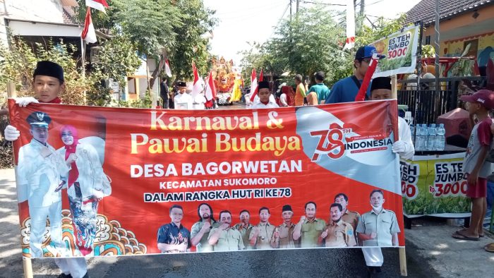 Semarakan HUT RI Ke 78 Bagor Wetan Kecamatan Sukomoro Adakan Giat Pawai Budaya Karnaval