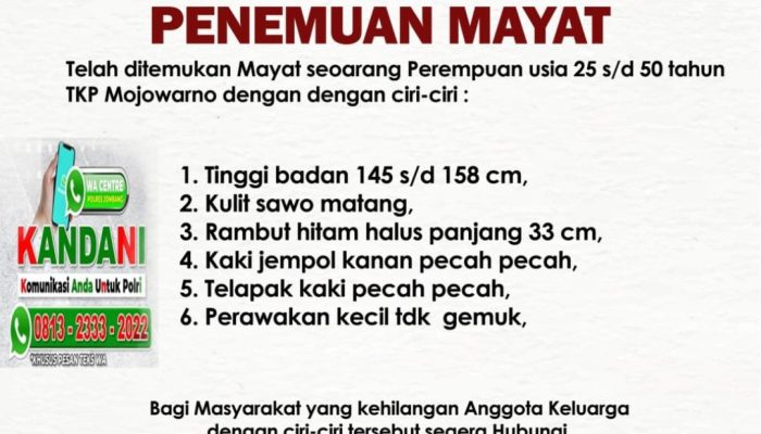 Ciri-ciri Jasad Korban Mutilasi di Jombang Terungkap