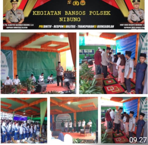 AKP Yundri SH,MH, Memimpin Kegiatan Pengajian dan Bansos Santunan Kepada  Anak  Yatim Piatu oleh Polsek Nibung