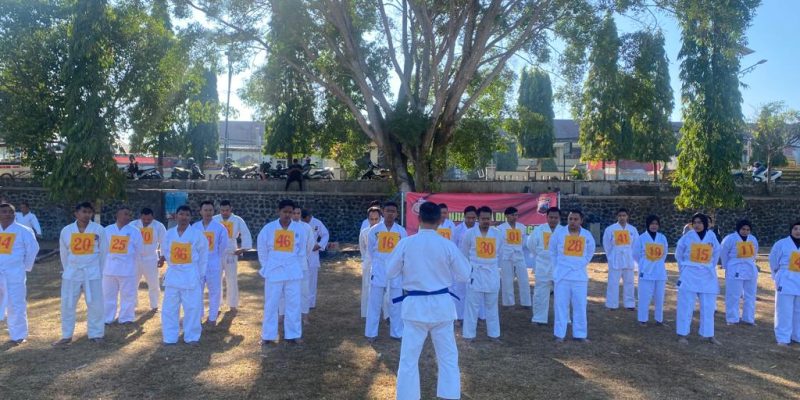 Puluhan Personil Polres Pekalongan Ikuti Tes Beladiri Polri
