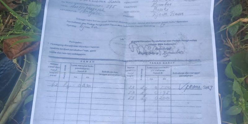 Obyek Lahan Pertanian Di Desa Suco Pangepok Bersurat Ganda