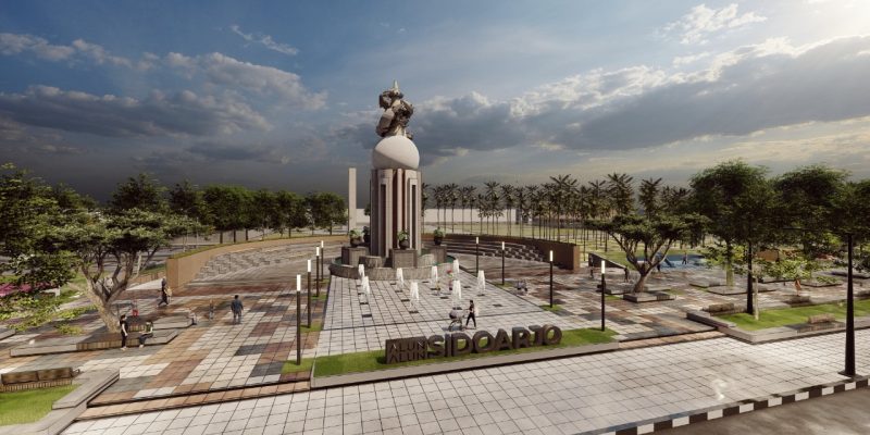 Gus Muhdlor Revitalisasi Alun-alun Sidoarjo, Bangun Taman Air Mancur