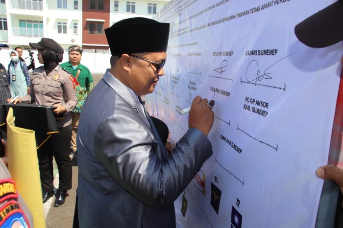 Komitmen Jaga Keamanan Kamtibmas, Polres Sumenep Gelar Apel Deklarasi Pemilu Damai