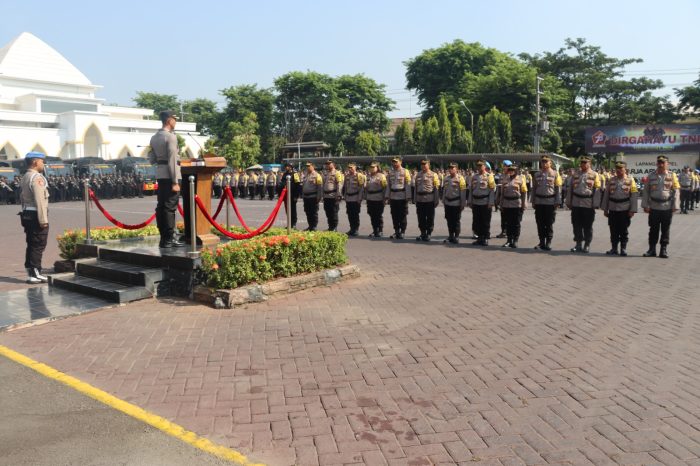 Amankan Pilkades Serentak 2023, Polres Pasuruan Gelar Apel Pergeseran Pasukan