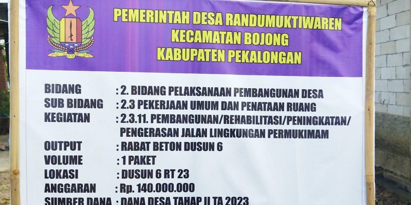 Proyek Rabat Beton Desa Randumuktiwaren Dipihak Ketigakan, TPK Hanya Formalitas
