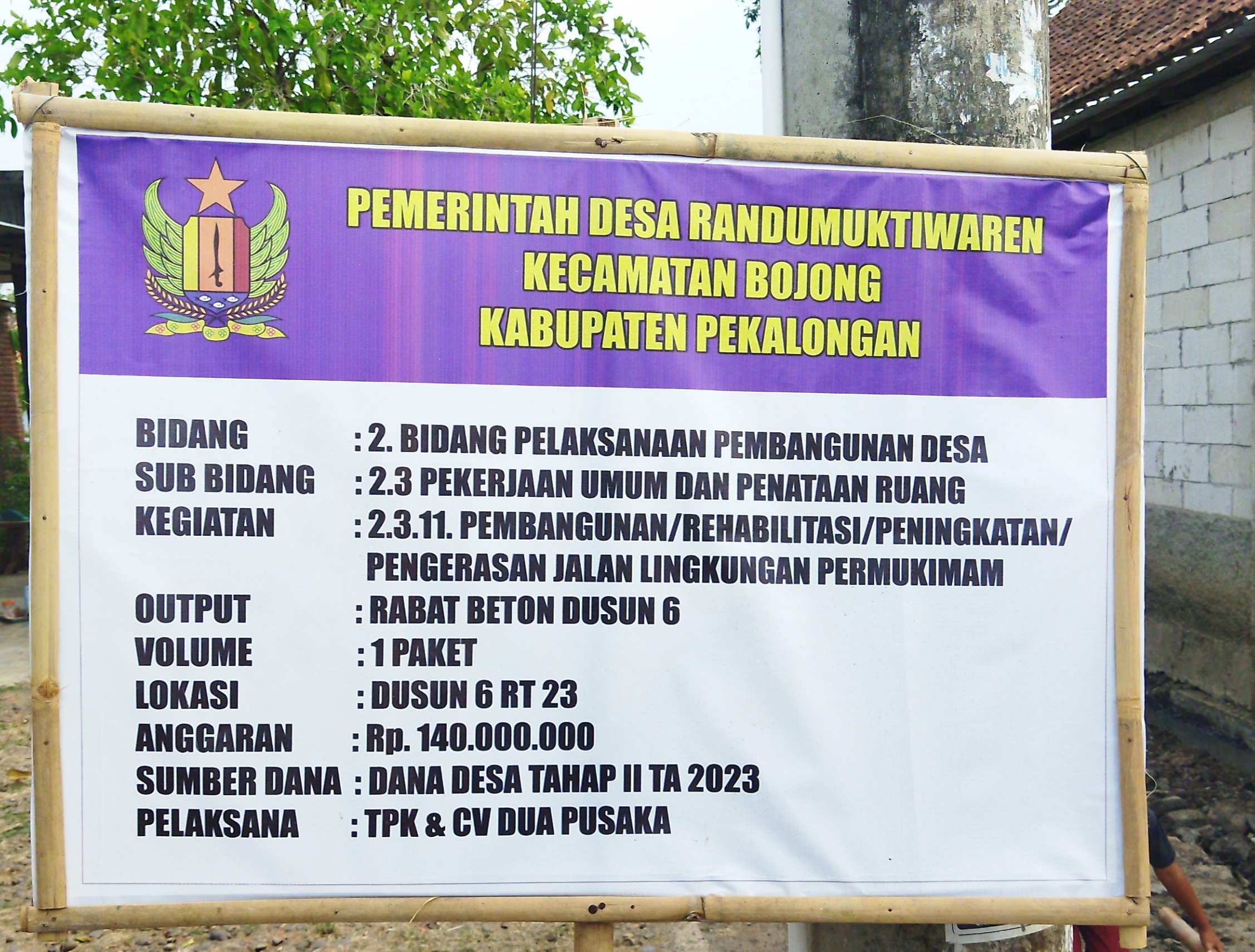 Proyek Rabat Beton Desa Randumuktiwaren Dipihak Ketigakan, TPK Hanya Formalitas