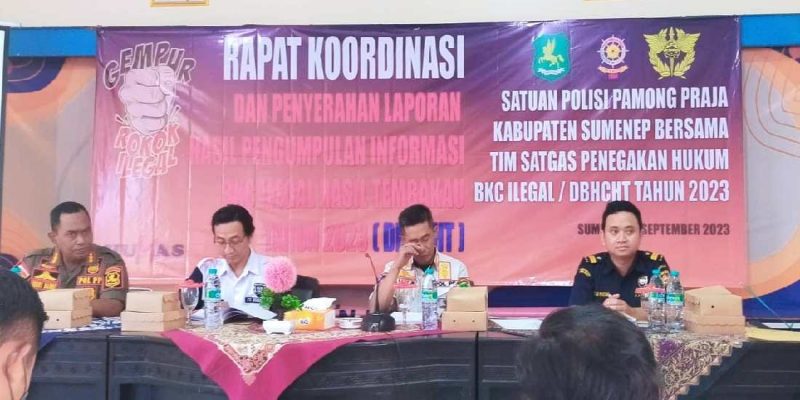 Rapatkan Barisan Musnakan Rokok Ilegal, Satpol PP Sumenep dan Bea Cukai Madura Gelar Rapat Koordinasi