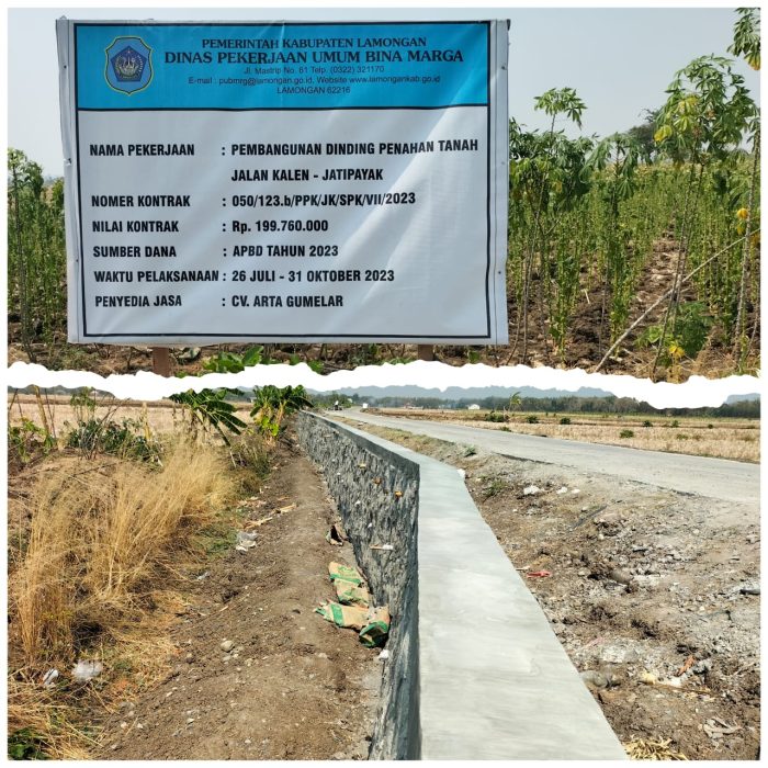 Plank Informasi Proyek Pembangunan Dinding Penahan Tanah Jalan Kalen – Jatipayak Tak Ada Volumenya