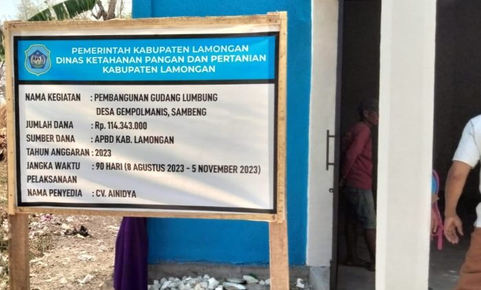 Timbulkan Kecurigaan Bangunan Gudang Lumbung, Terpampang Papan Nama Tanpa Volume Proyek Dinas Pertanian