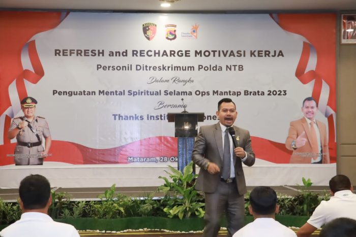 Ditreskrimum Polda NTB Datangkan Sang Motivator Thanks Institute Demi Refresh Otak Dan Recharge Hati Anggota