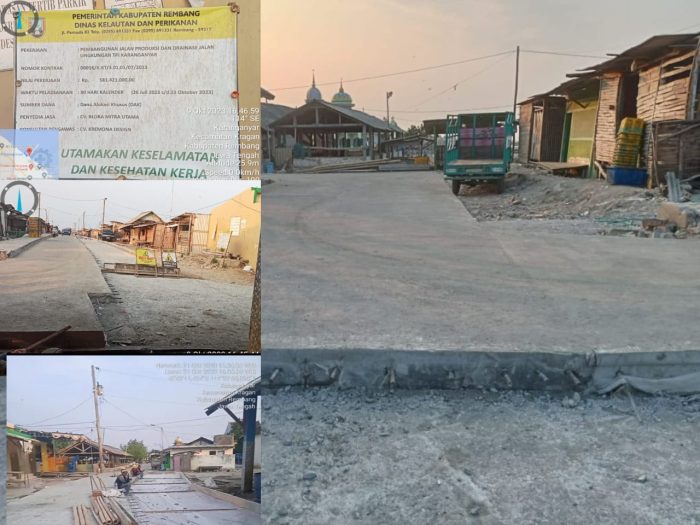 Diduga Pembangunan Jalan Produksi Dan Drainase Jalan Lingkungan TPI Karanganyar, Molor Dalam Pengerjaanya
