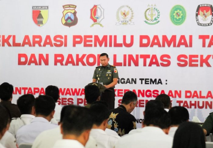 Wujudkan Pesta Demokrasi Yang Aman Dan Berintegritas, Kodim Bojonegoro Gelar Deklarasi Pemilu Damai