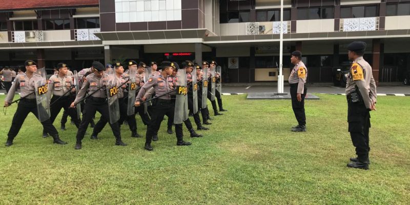 Kesiapan Pengamanan Pemilu, Pleton Dalmas Polres Batang Rutin Jalani Latihan